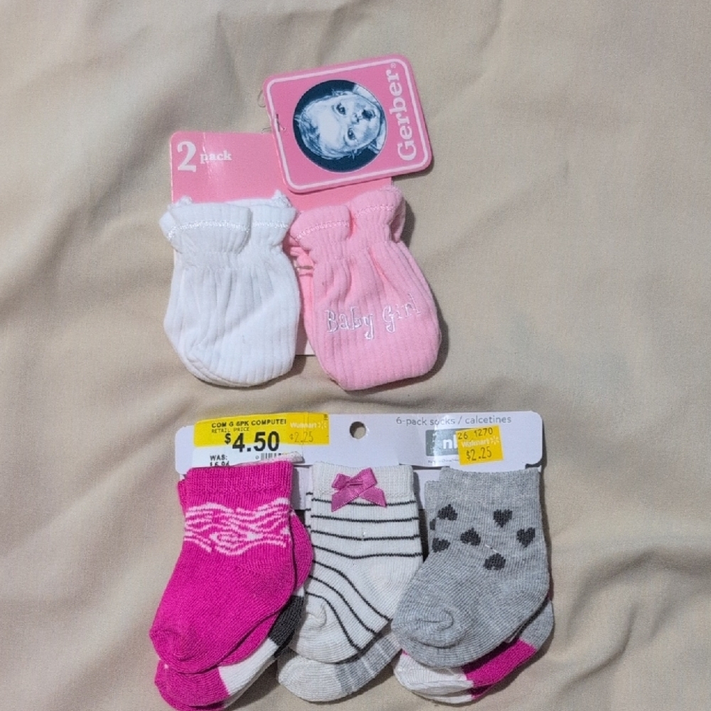 Gerber Baby Socks 6-Pack - Pink, White, Gray